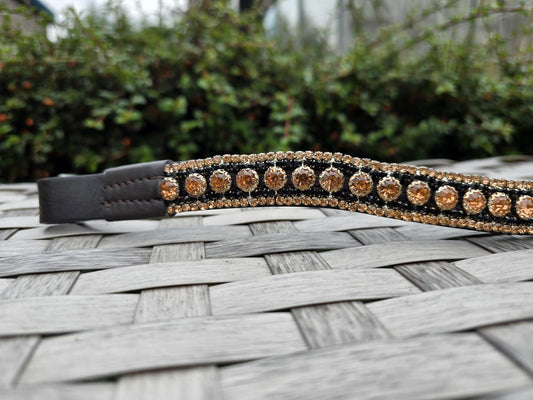 Handmade Rose Gold colour crysta Browband for horse in U Shape