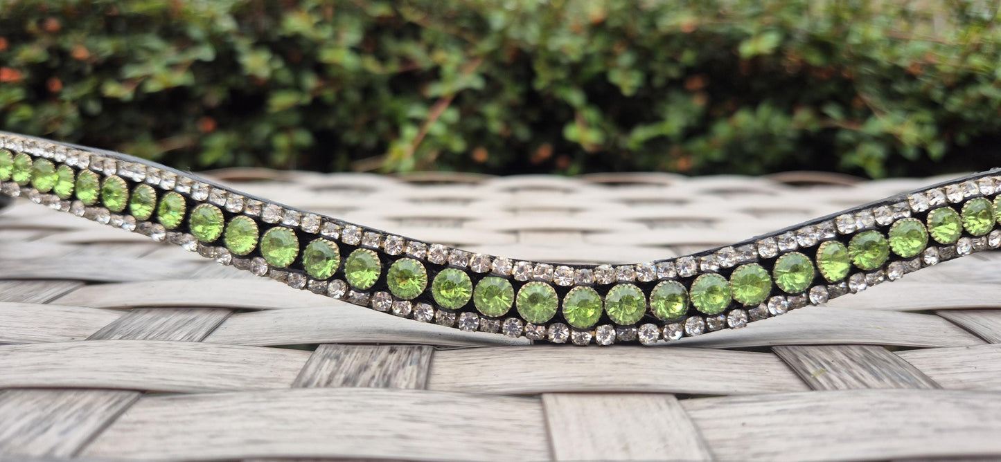 Handmade Green Crystal Horse Browband: U-Shape