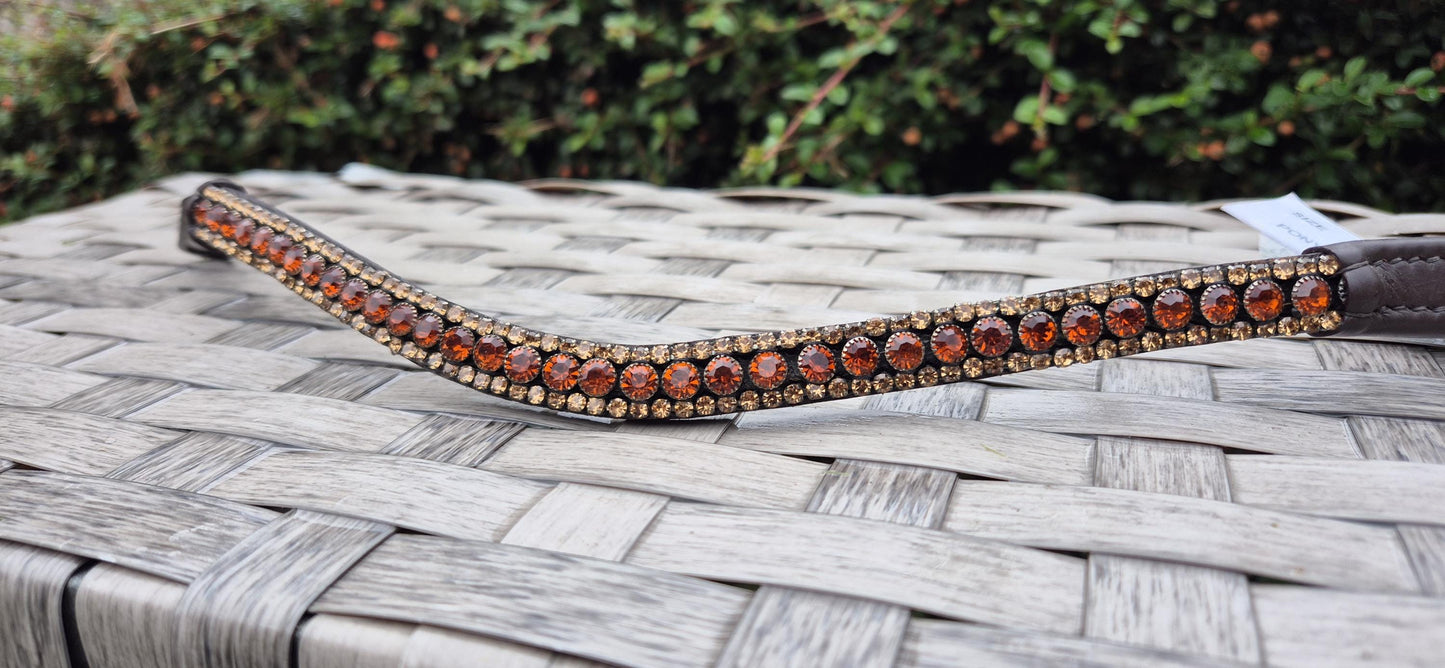 Handmade Champagne Gold Crystal Horse Browband: U Shape