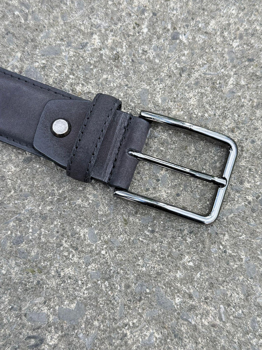 Classic Matte Black Leather Belt for mens