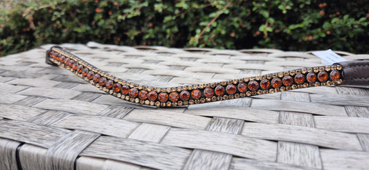 Handmade champagne Gold Crystal Horse Browband - Curve Shape