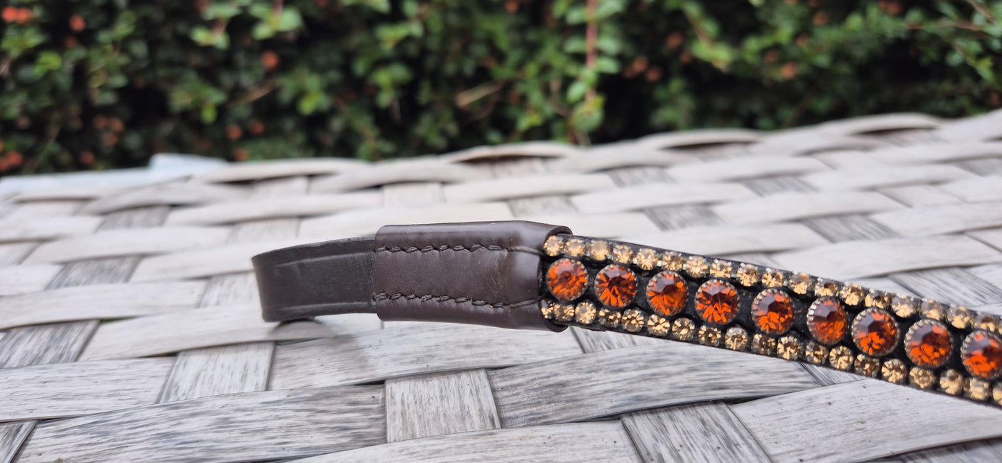 Handmade champagne Gold Crystal Horse Browband - Curve Shape