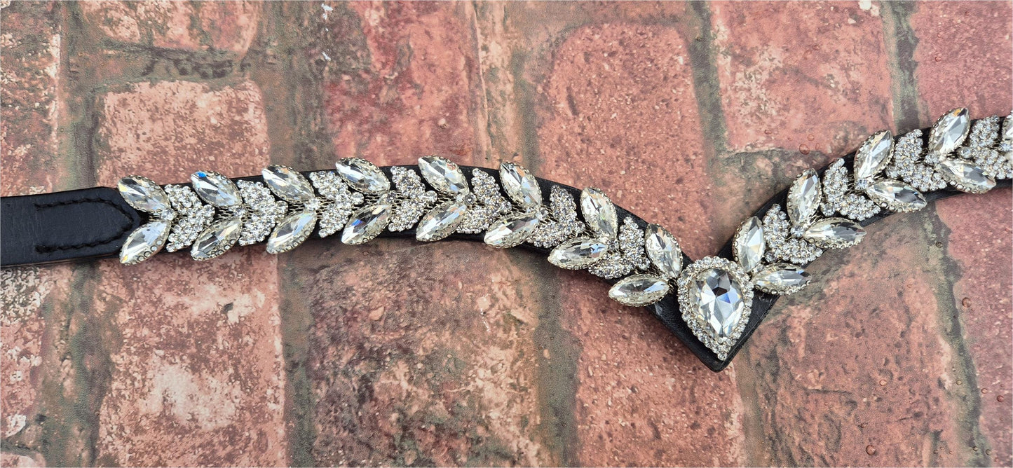 Sparkly V shap Clear crystal Browband ideal for dressage showing Bridle