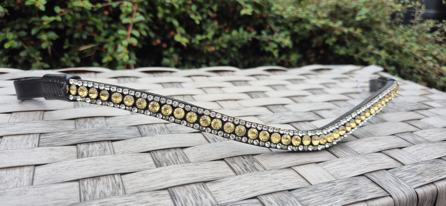 Handmade Yellow Crystal Horse Browband - U Shape
