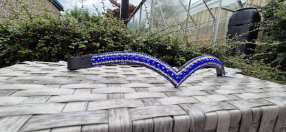 Sparkly Royal Blue Crystal Browband: Dressage Horse Bridle
