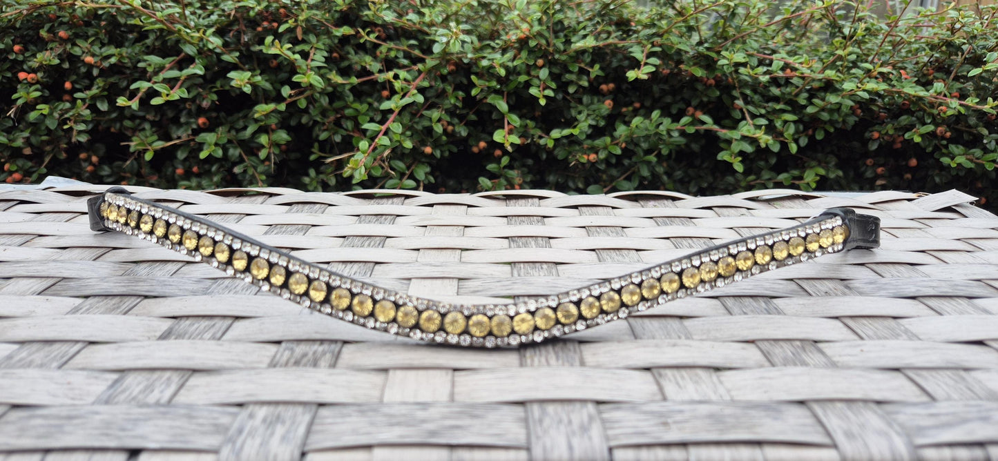 Handmade Yellow Crystal Horse Browband - U Shape