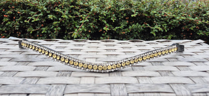 Handmade Yellow Crystal Horse Browband - U Shape