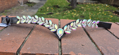Sparkly V shap Rainbow crystal Browband ideal for dressage showing Bridle
