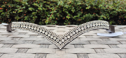Sparkly 5 Row Crystal  Browband for Horses: V Shape, Clear round crystals