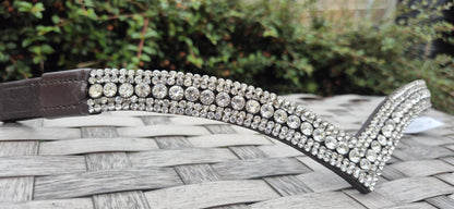 Sparkly 5 Row Crystal  Browband for Horses: V Shape, Clear round crystals