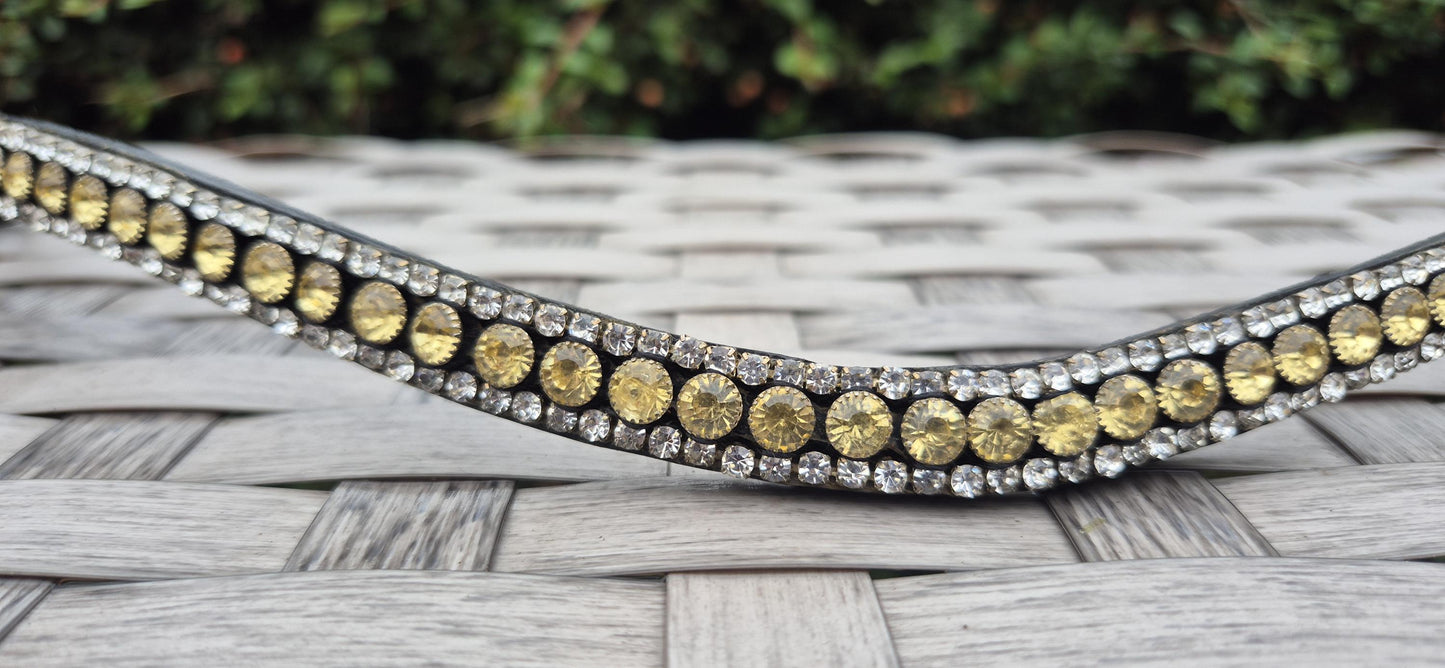 Handmade Yellow Crystal Horse Browband - U Shape