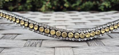Handmade Yellow Crystal Horse Browband - U Shape