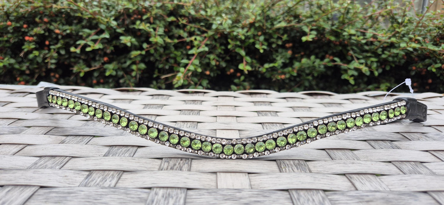 Handmade Green Crystal Horse Browband: U-Shape