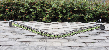 Handmade Green Crystal Horse Browband: U-Shape