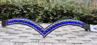 Sparkly Royal Blue Crystal Browband: Dressage Horse Bridle