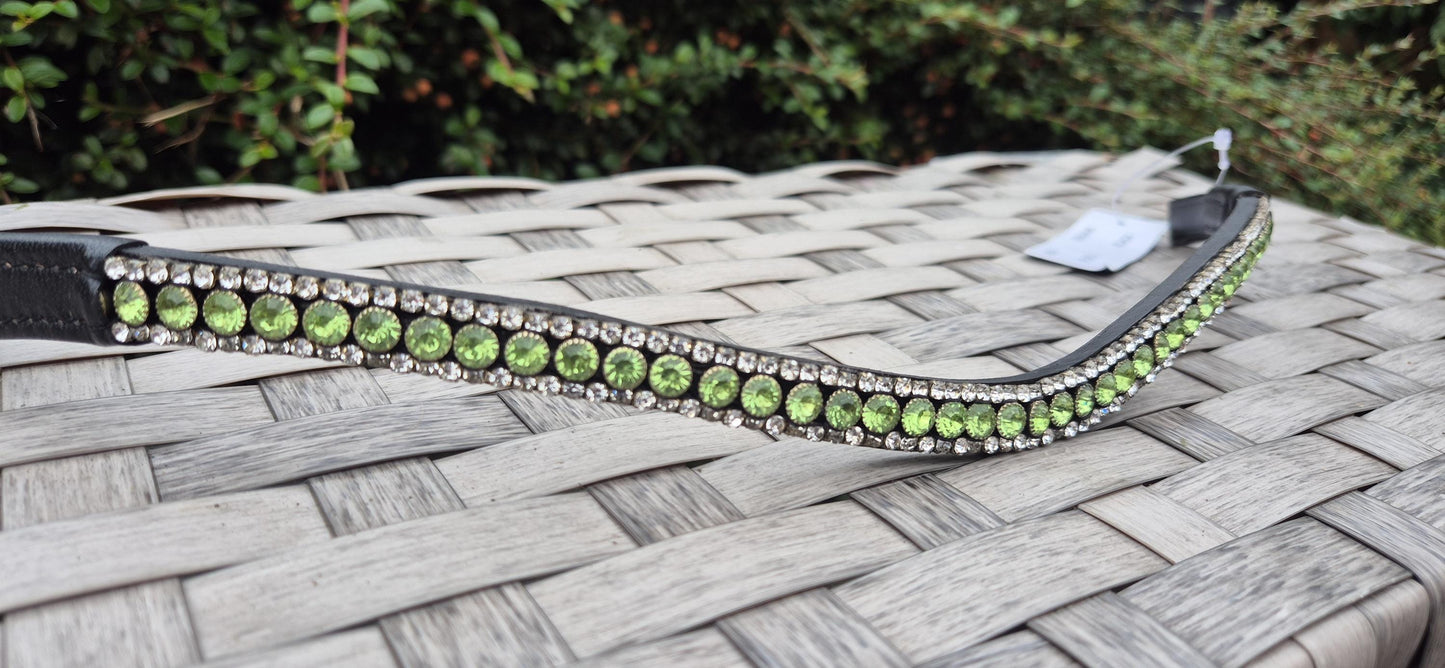Handmade Green Crystal Horse Browband: U-Shape