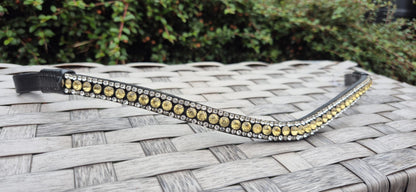 Handmade Yellow Crystal Horse Browband - U Shape