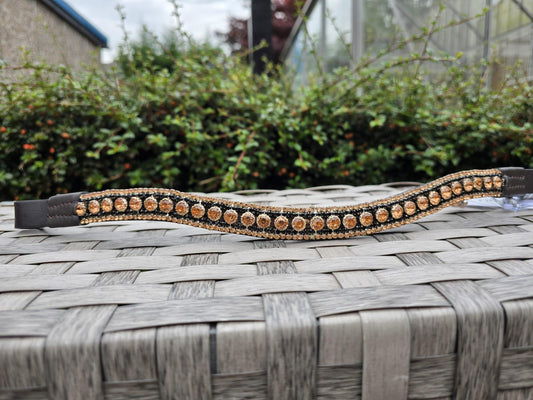 Handmade Rose Gold colour crysta Browband for horse in U Shape