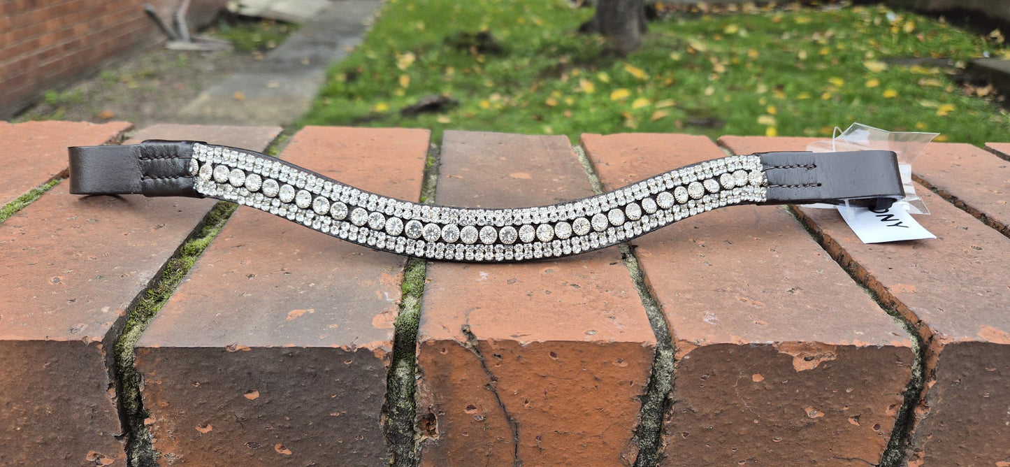 Sparkly Curve shap 5 Row Clear Crystal Horse browband ideal for dressage showing Bridle