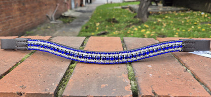 Handcrafted Royal Blue Crystal Horse Browband for Bridle (Pony, Cob, Full)