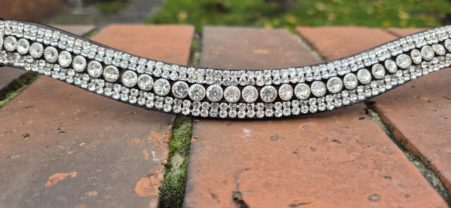 Sparkly Curve shap 5 Row Clear Crystal Horse browband ideal for dressage showing Bridle