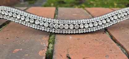Sparkly Curve shap 5 Row Clear Crystal Horse browband ideal for dressage showing Bridle