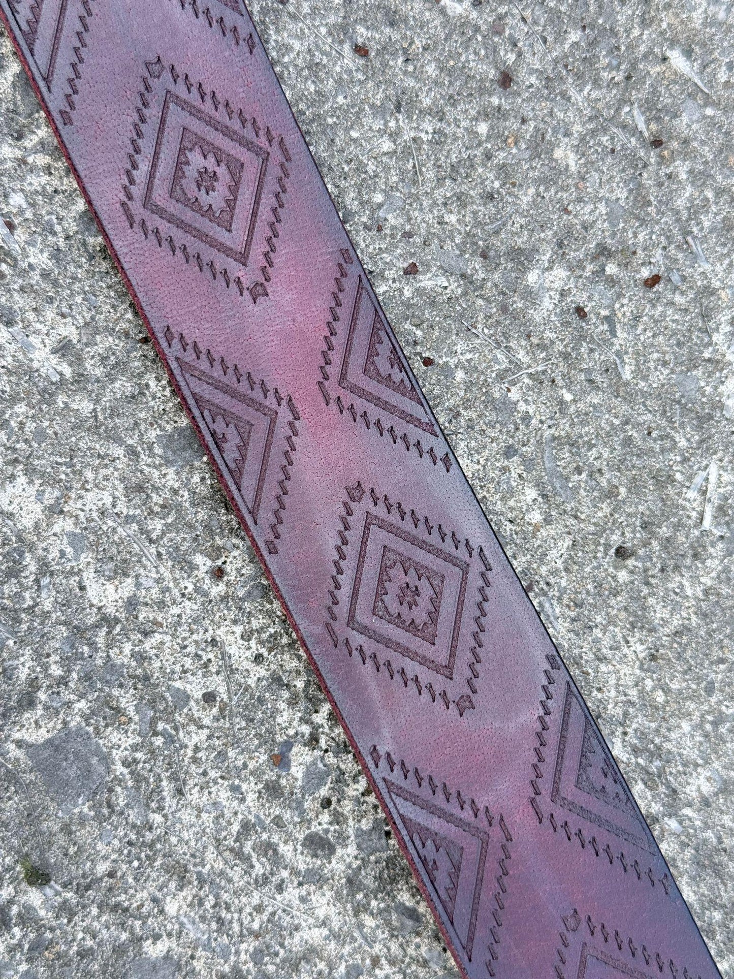Vintage Brown Embossed Leather Belt for women