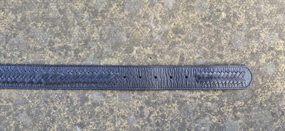 Handcrafted Unisex Black Braided Leather Belt with Silver Buckle