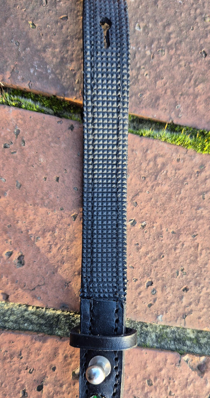 Handmade multy colour Crystal Horse Browband • Curved Leather Bling Browband