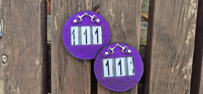 Glitter round number holder competition number badge for bridle and saddle pads