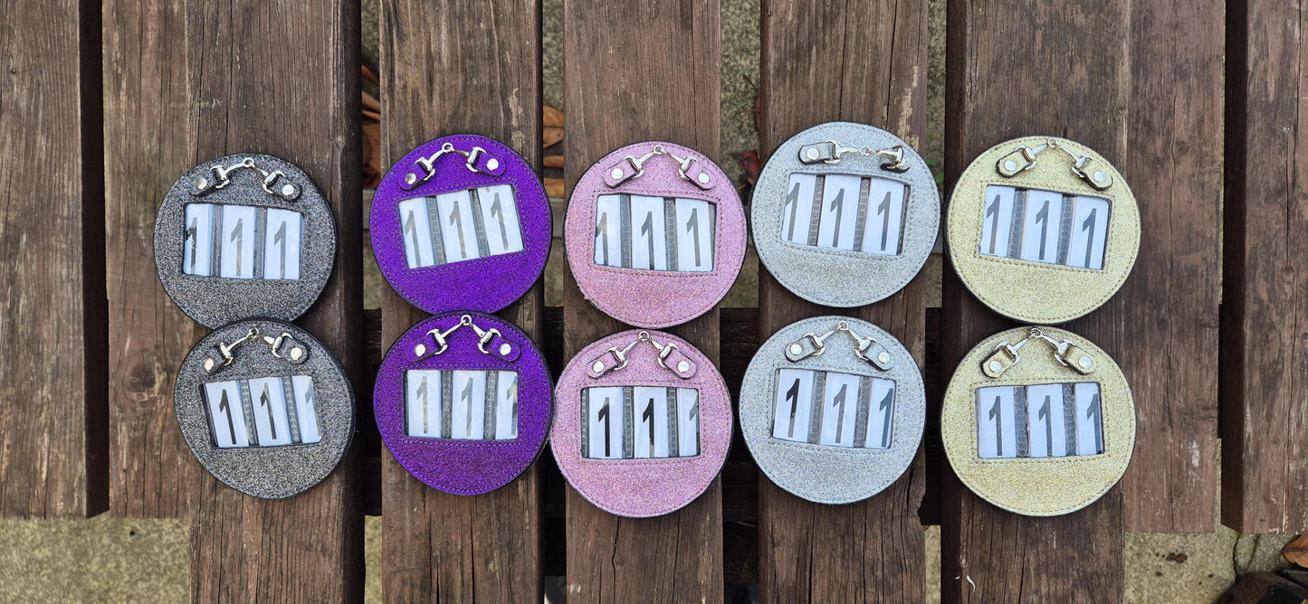 Glitter round number holder competition number badge for bridle and saddle pads