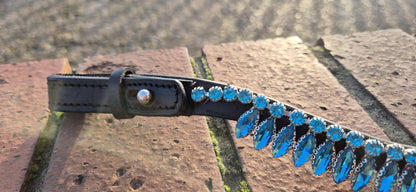 Handmade Turquoise Crystal Horse Browband • Curved Leather Bling Browband