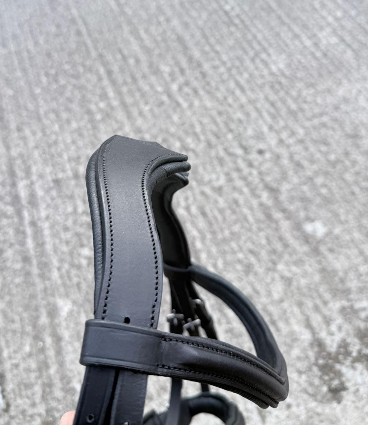 Anatomical Leather Bridle with Pressure Relief Headpiece Black and Brown Dressage Bridle