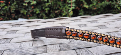 Handmade champagne Gold Crystal Horse Browband - Curve Shape