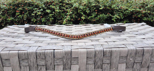 Handmade champagne Gold Crystal Horse Browband - Curve Shape