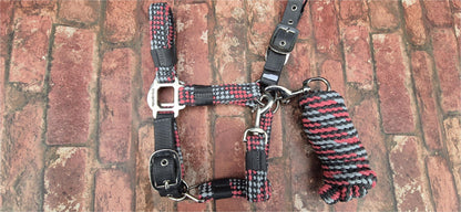 Pink/Grey Braided Headcollar & Matching Lead Rope