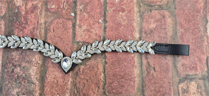 Sparkly V shap Clear crystal Browband ideal for dressage showing Bridle