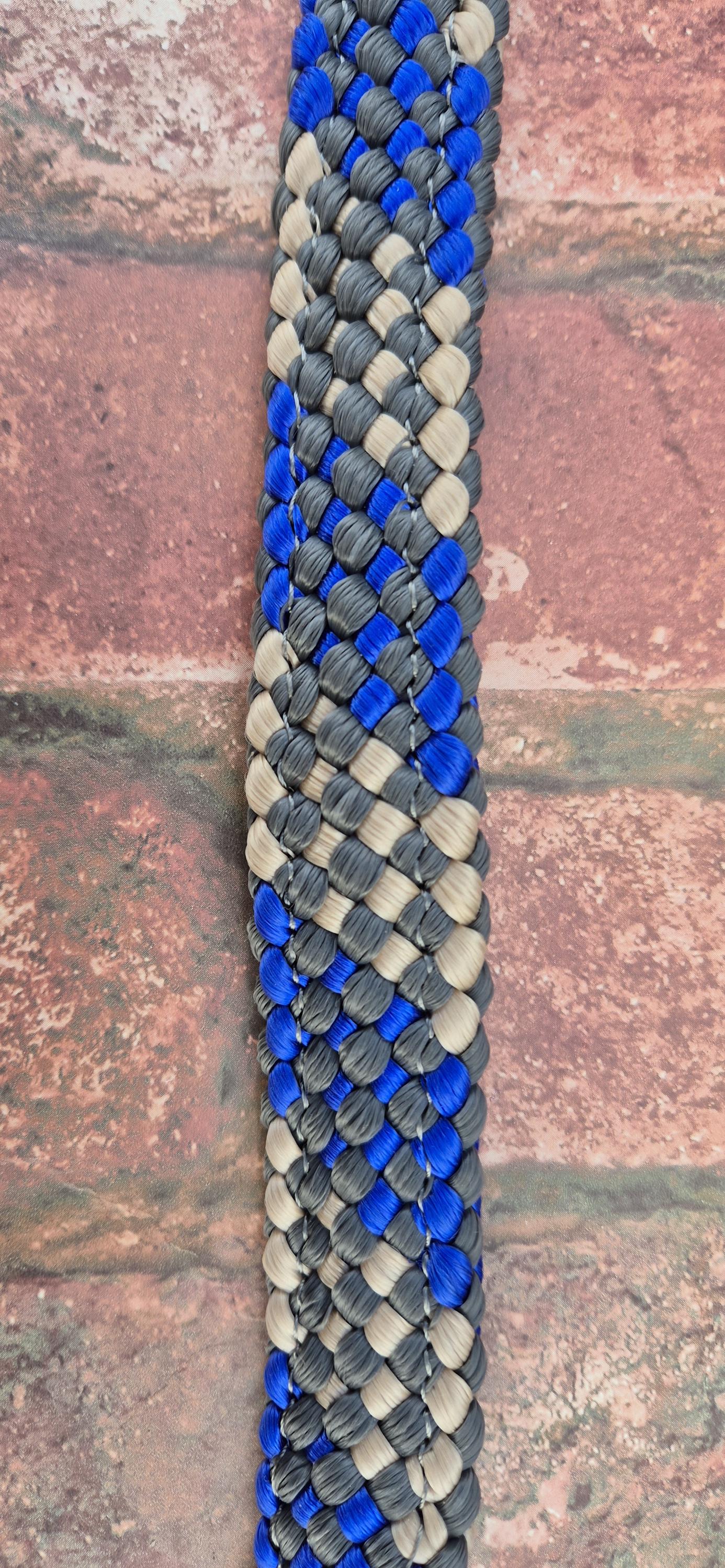 Royalblue/Grey Braided Headcollar & Matching Lead Rope