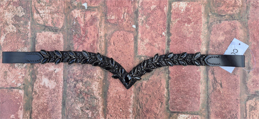 Sparkly V shap Black crystal Browband ideal for dressage showing Bridle