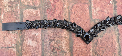 Sparkly V shap Black crystal Browband ideal for dressage showing Bridle