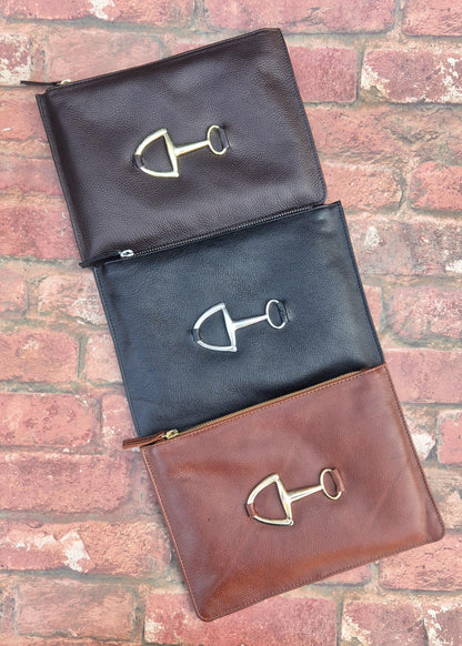 Leather Crossbody Clutch Purse, Minimalist Zipper Bag, Small Everyday Handbag, Adjustable Strap