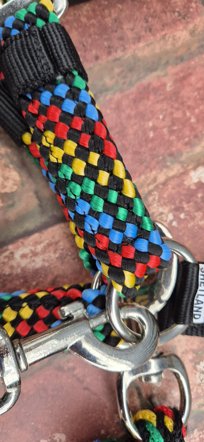 Rainbow Braided Headcollar & Matching Lead Rope