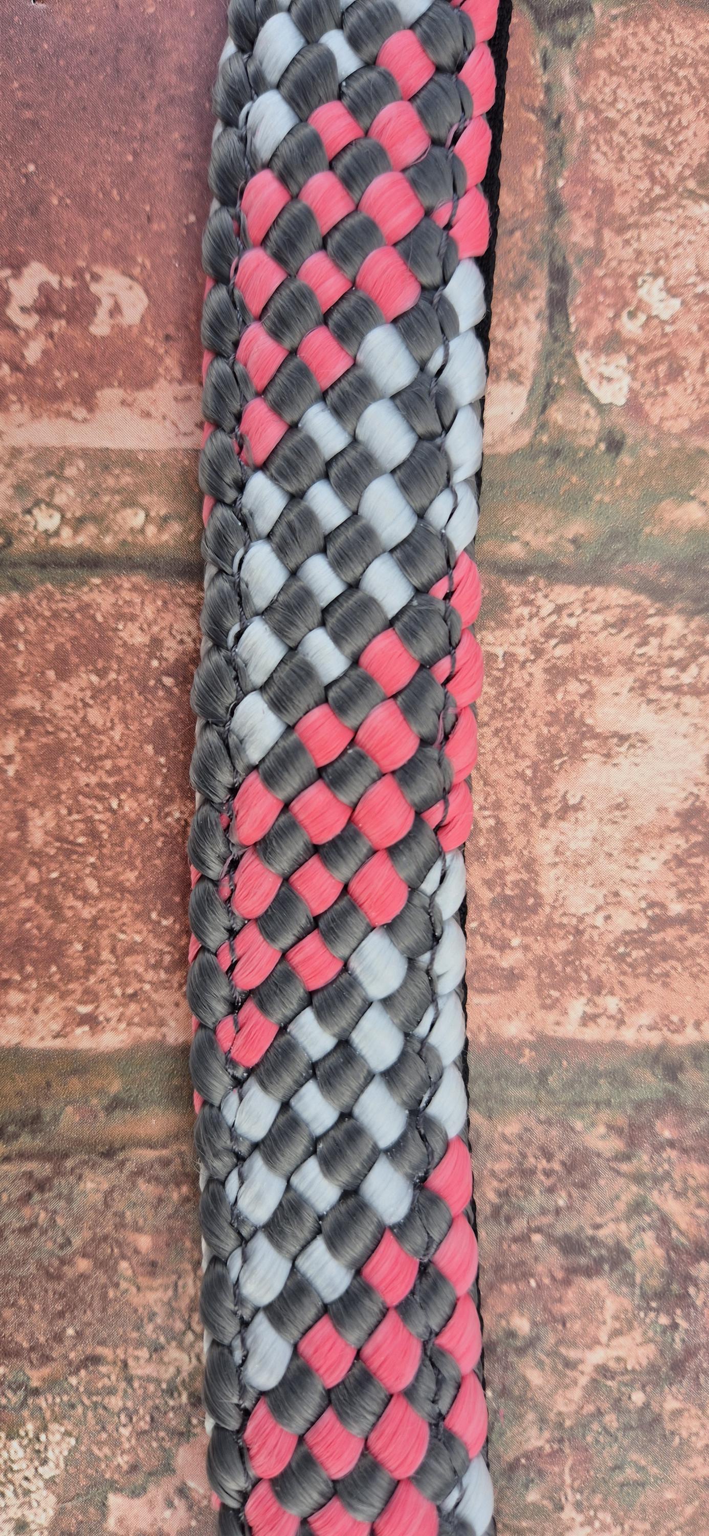 Pink/Grey Braided Headcollar & Matching Lead Rope