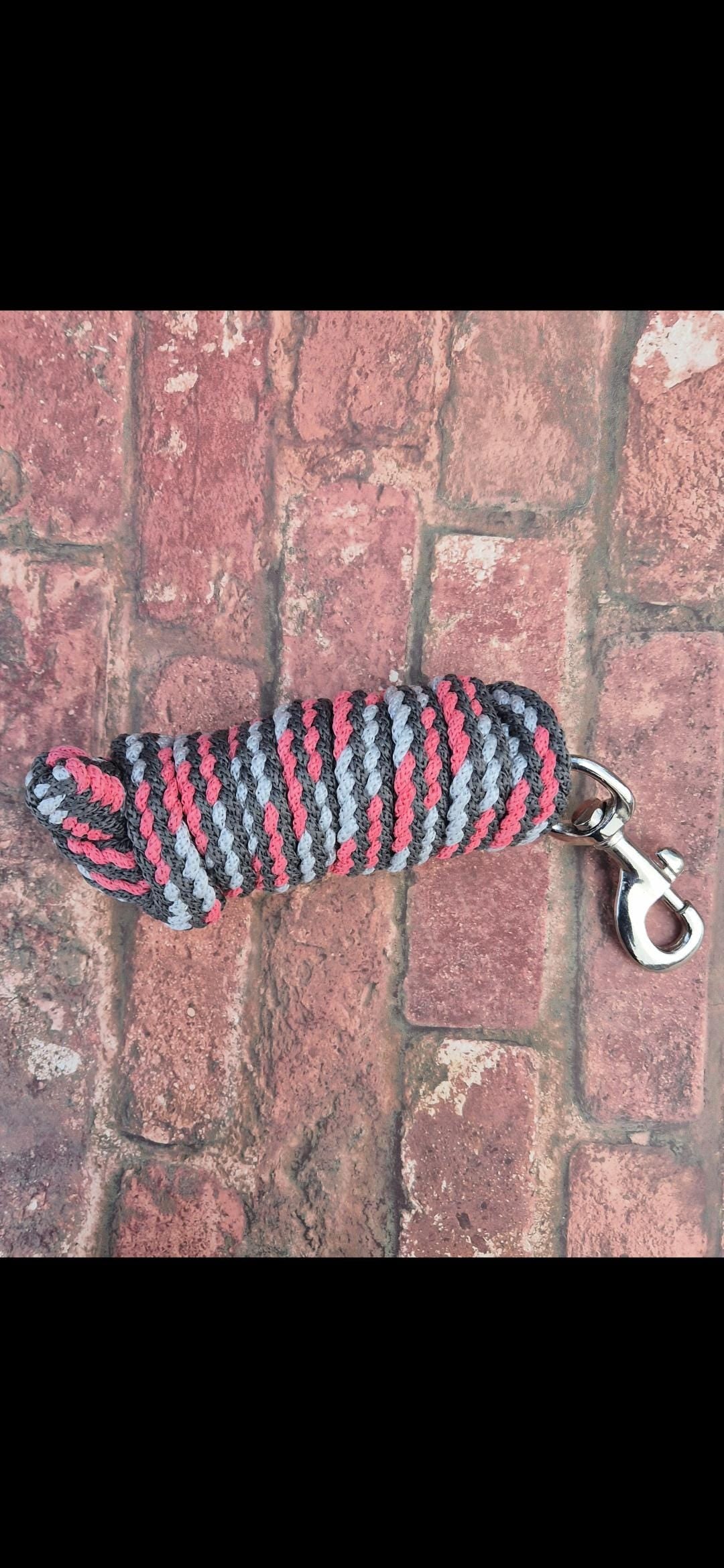 Pink/Grey Braided Headcollar & Matching Lead Rope