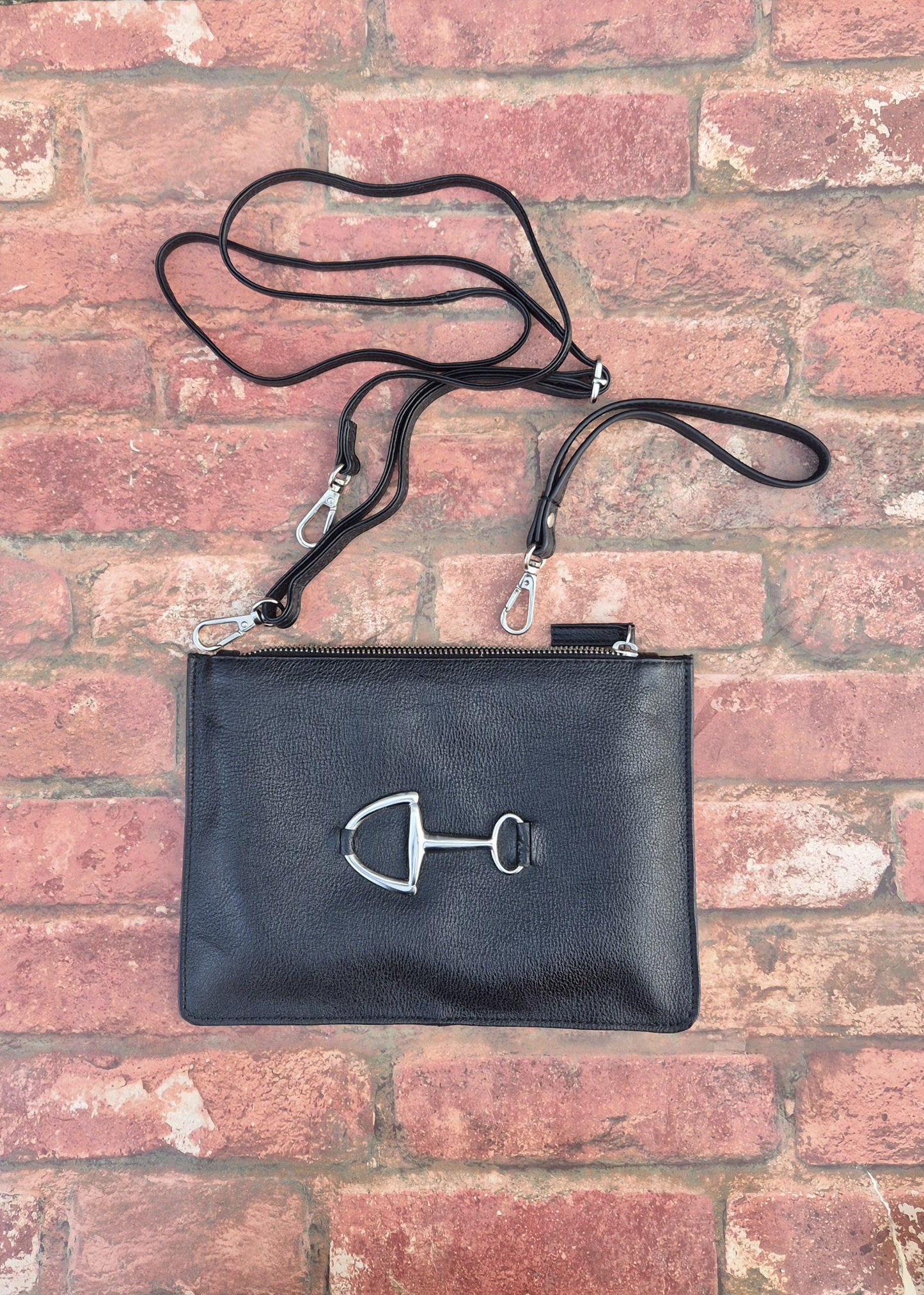 Leather Crossbody Clutch Purse, Minimalist Zipper Bag, Small Everyday Handbag, Adjustable Strap