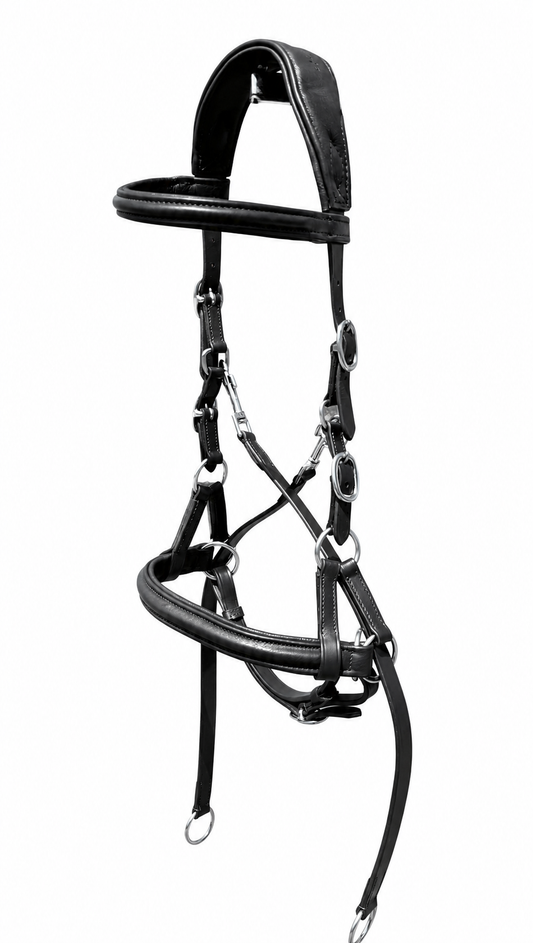 Horse Padded Comfort Bitless Bridle Cross-Over Side-Pull Size Full/Cob/Pony