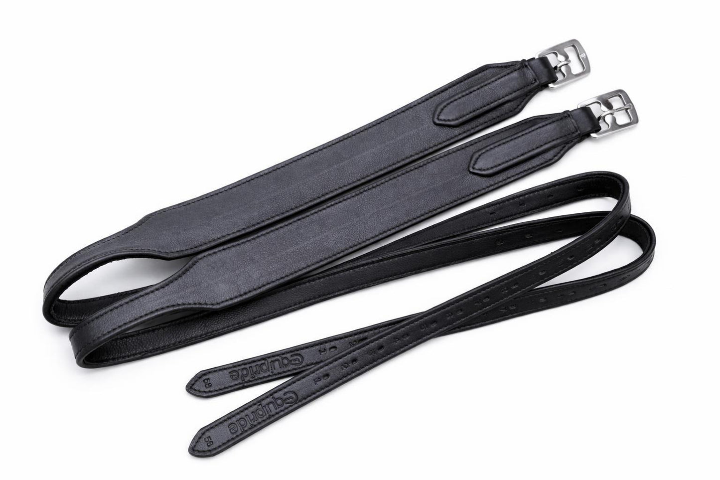 Wide Softy Cow Leather Jumping Stirrup - Nylon Core, Silver Buckle, Black & Brown Leather