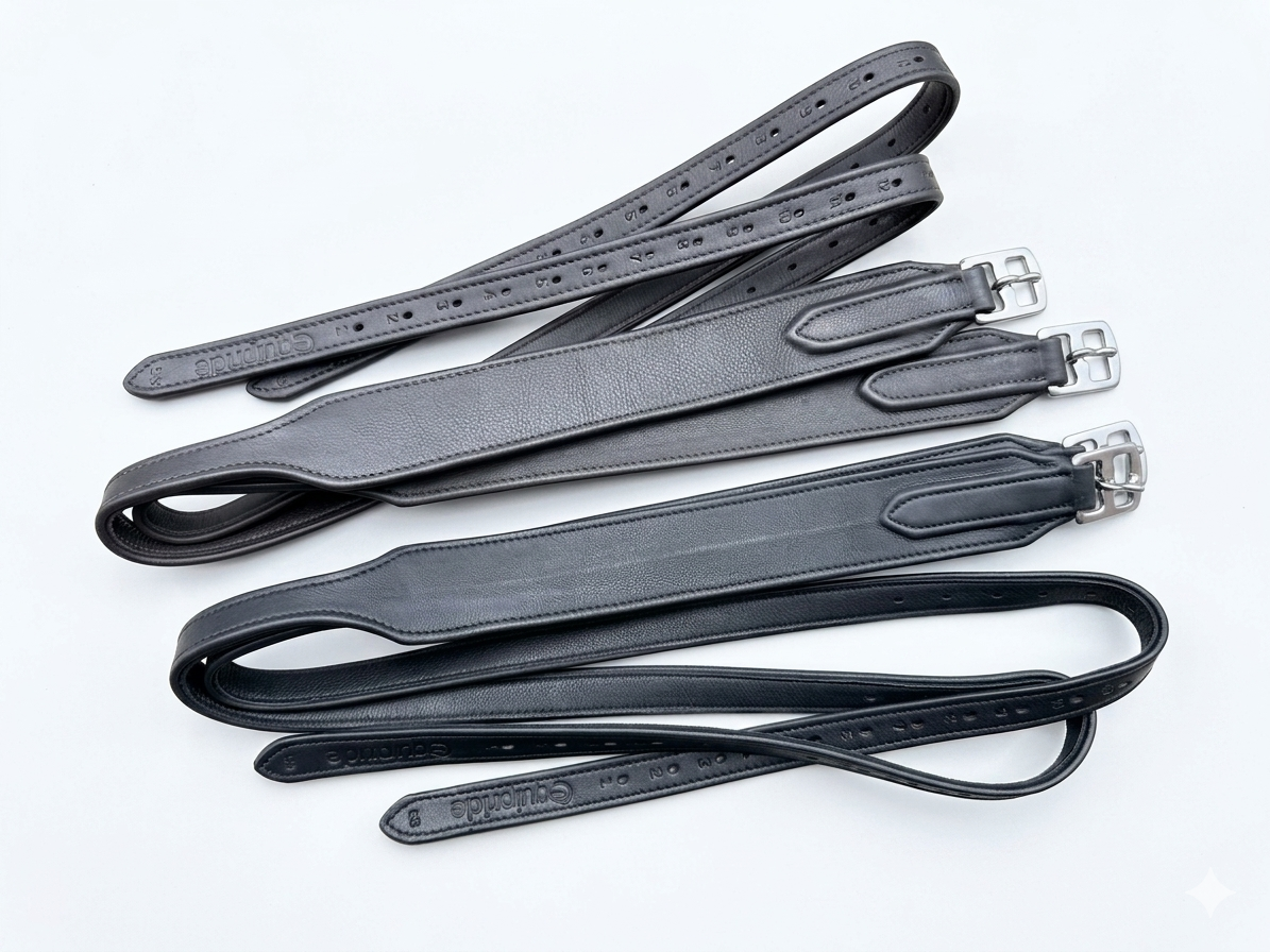 Wide Softy Cow Leather Jumping Stirrup - Nylon Core, Silver Buckle, Black & Brown Leather