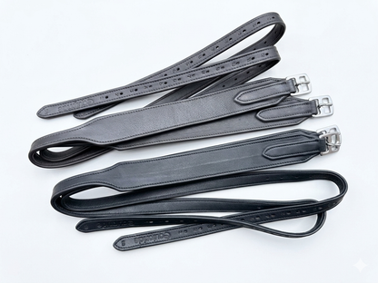 Wide Softy Cow Leather Jumping Stirrup - Nylon Core, Silver Buckle, Black & Brown Leather