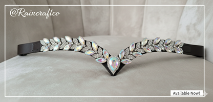Sparkly V shap Rainbow crystal Browband ideal for dressage showing Bridle